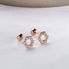 1 Pair Elegant Simple Style Hexagon Round Heart Shape Plating Sterling Silver Zircon Ear Studs