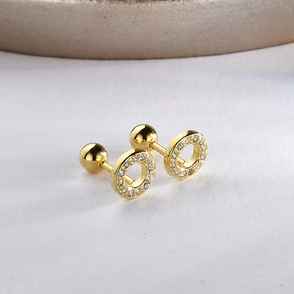 1 Pair Elegant Simple Style Hexagon Round Heart Shape Plating Sterling Silver Zircon Ear Studs