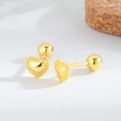 1 Pair Simple Style Heart Shape Plating Sterling Silver Ear Studs