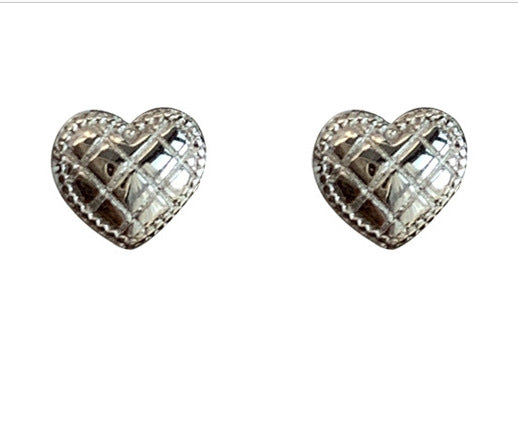 1 Pair Simple Style Heart Shape Plating Sterling Silver Ear Studs