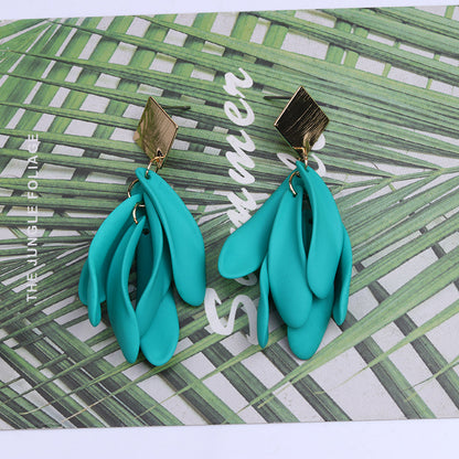 1 Pair Simple Style Geometric Color Block Spray Paint Arylic Drop Earrings