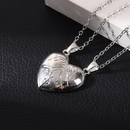 Sweet Heart Shape Alloy Plating Couple Pendant Necklace