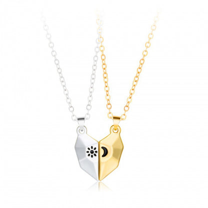 Simple Style Heart Shape Alloy Plating Couple Pendant Necklace