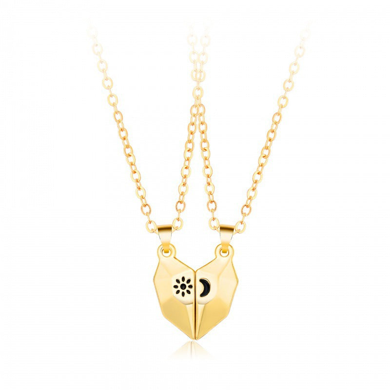 Simple Style Heart Shape Alloy Plating Couple Pendant Necklace