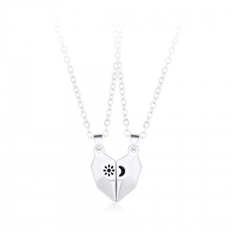 Simple Style Heart Shape Alloy Plating Couple Pendant Necklace