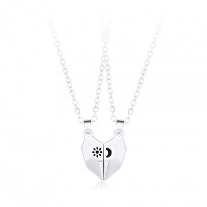 Simple Style Heart Shape Alloy Plating Couple Pendant Necklace