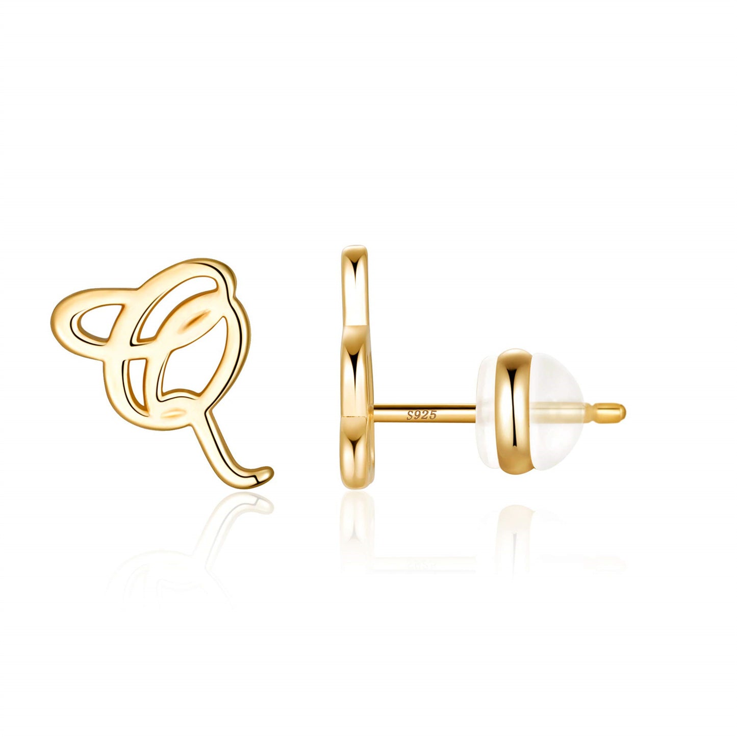 1 Pair Casual Elegant Classic Style Letter Plating Copper 14k Gold Plated Ear Studs