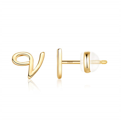 1 Pair Casual Elegant Classic Style Letter Plating Copper 14k Gold Plated Ear Studs