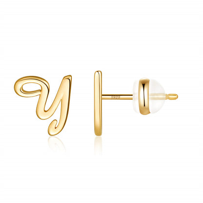 1 Pair Casual Elegant Classic Style Letter Plating Copper 14k Gold Plated Ear Studs