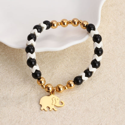 Simple Style Commute Doll Constellation Crown Natural Stone Titanium Steel Wholesale Bracelets