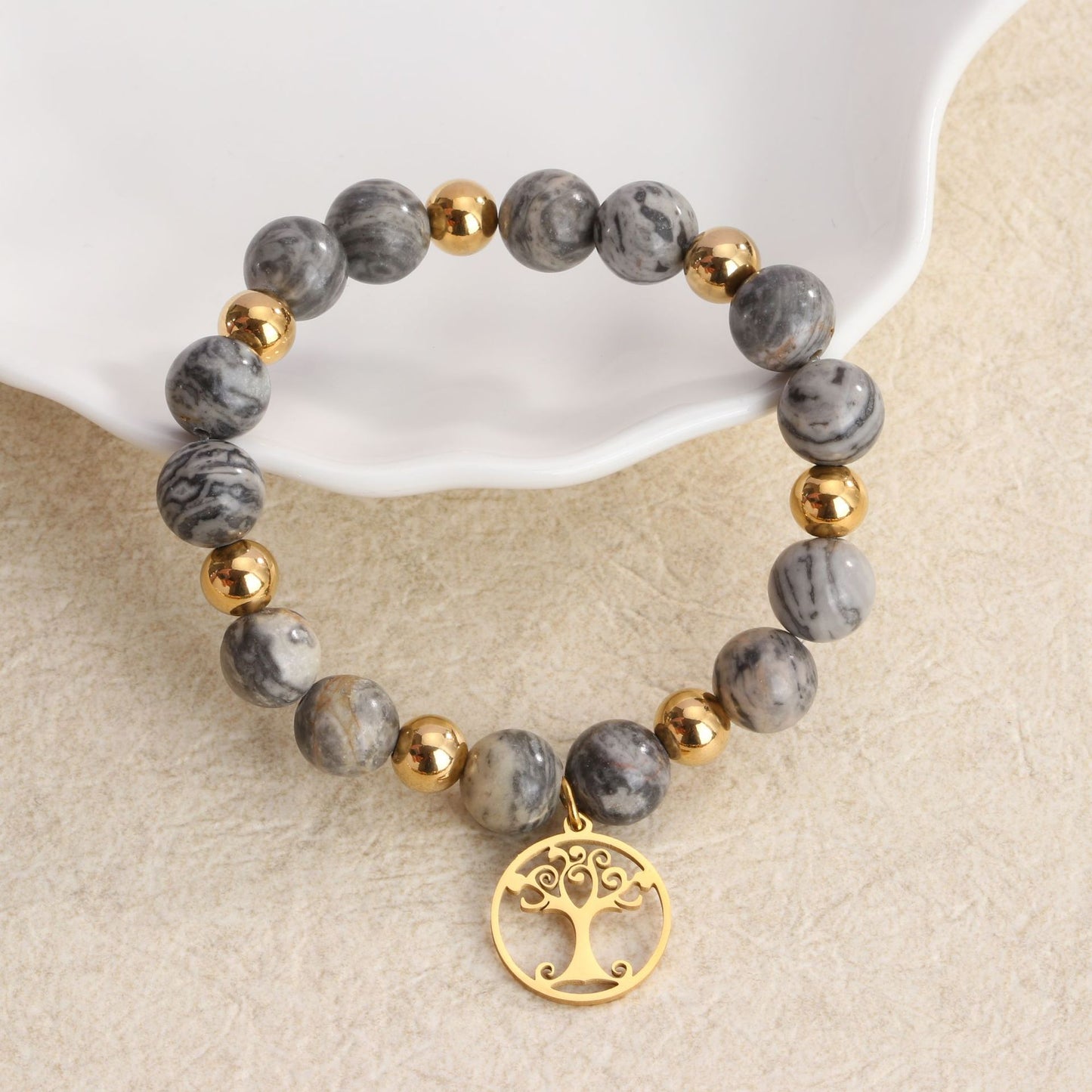 Simple Style Commute Doll Constellation Crown Natural Stone Titanium Steel Wholesale Bracelets