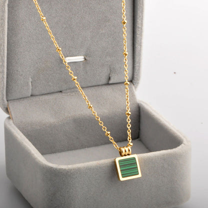 Titanium Steel Simple Style Geometric Square Pendant Necklace