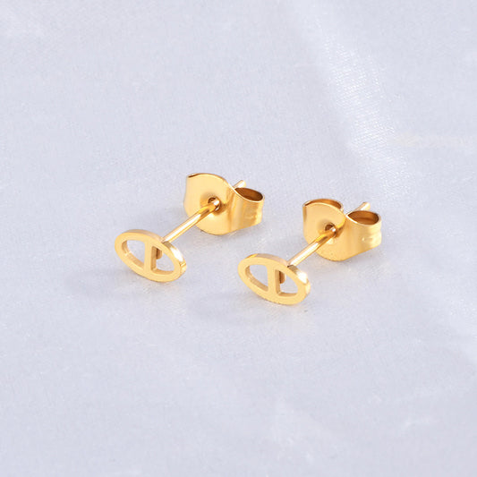 1 Pair Simple Style Solid Color Plating Hollow Out Titanium Steel Ear Studs