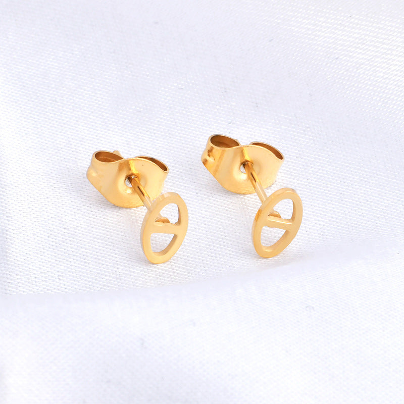 1 Pair Simple Style Solid Color Plating Hollow Out Titanium Steel Ear Studs