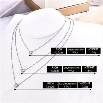 Simple Style Geometric Solid Color Titanium Steel Plating Inlay Rhinestones Pendant Necklace