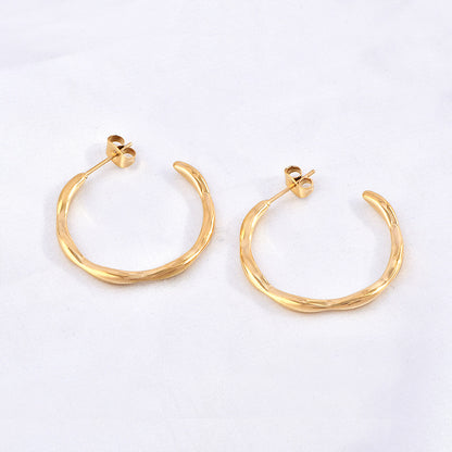 1 Pair Simple Style C Shape Plating Titanium Steel Ear Studs