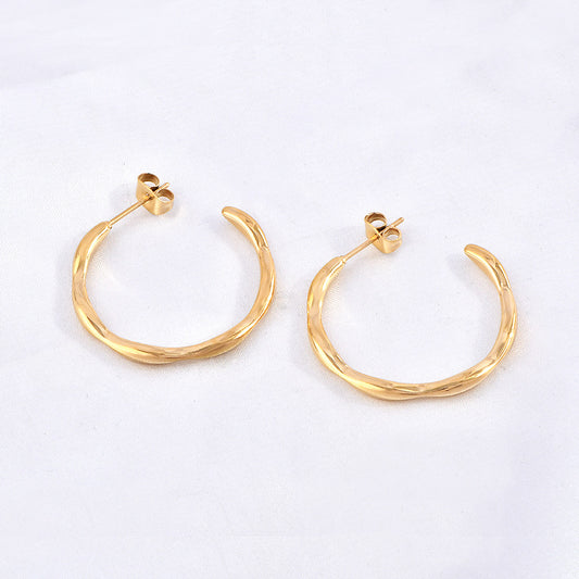 1 Pair Simple Style C Shape Plating Titanium Steel Ear Studs