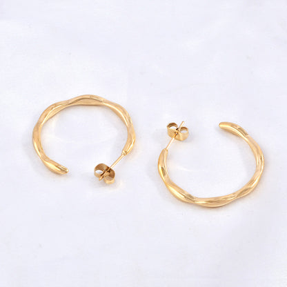 1 Pair Simple Style C Shape Plating Titanium Steel Ear Studs