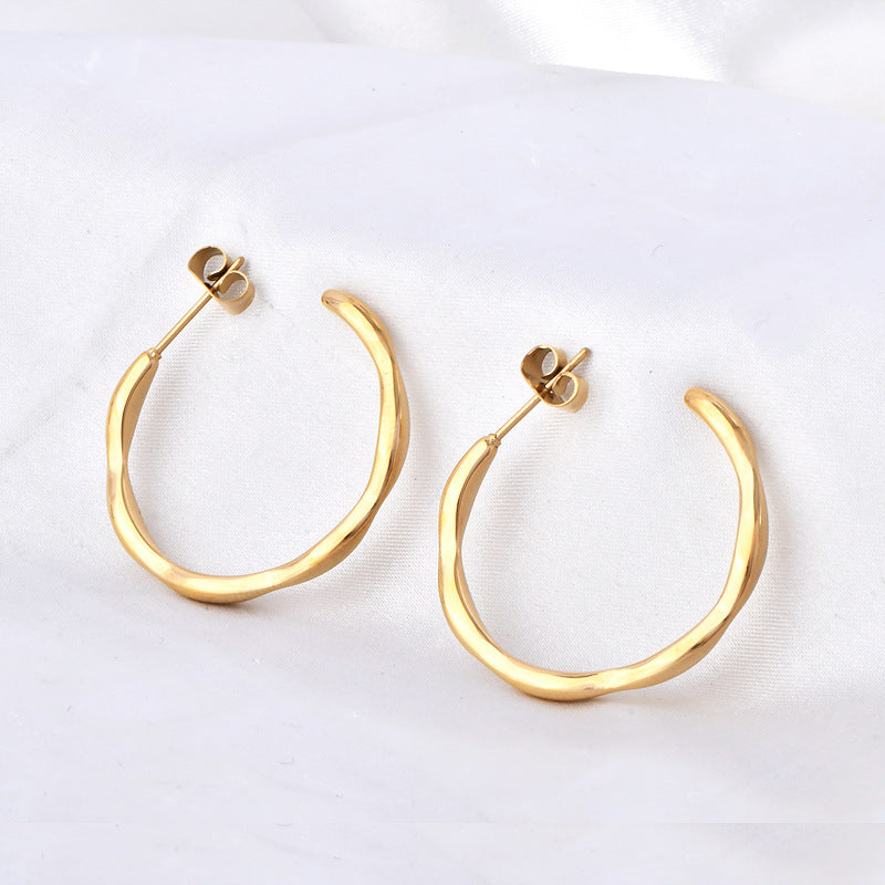 1 Pair Simple Style C Shape Plating Titanium Steel Ear Studs