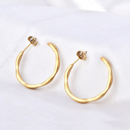 1 Pair Simple Style C Shape Plating Titanium Steel Ear Studs