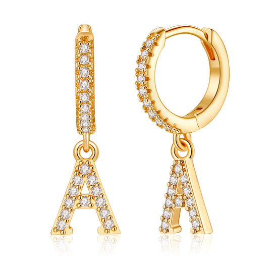 1 Pair Elegant Classic Style Letter Plating Inlay Copper Zircon 14k Gold Plated Drop Earrings