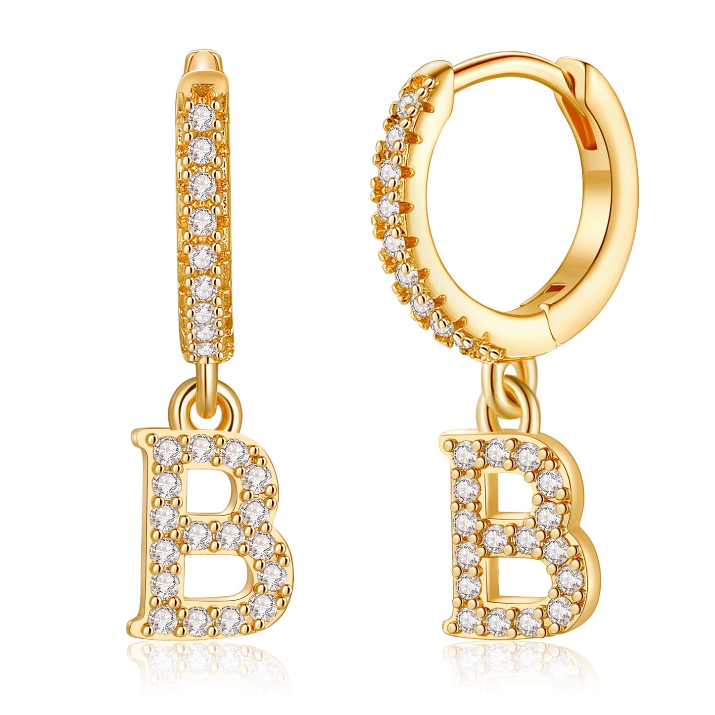 1 Pair Elegant Classic Style Letter Plating Inlay Copper Zircon 14k Gold Plated Drop Earrings