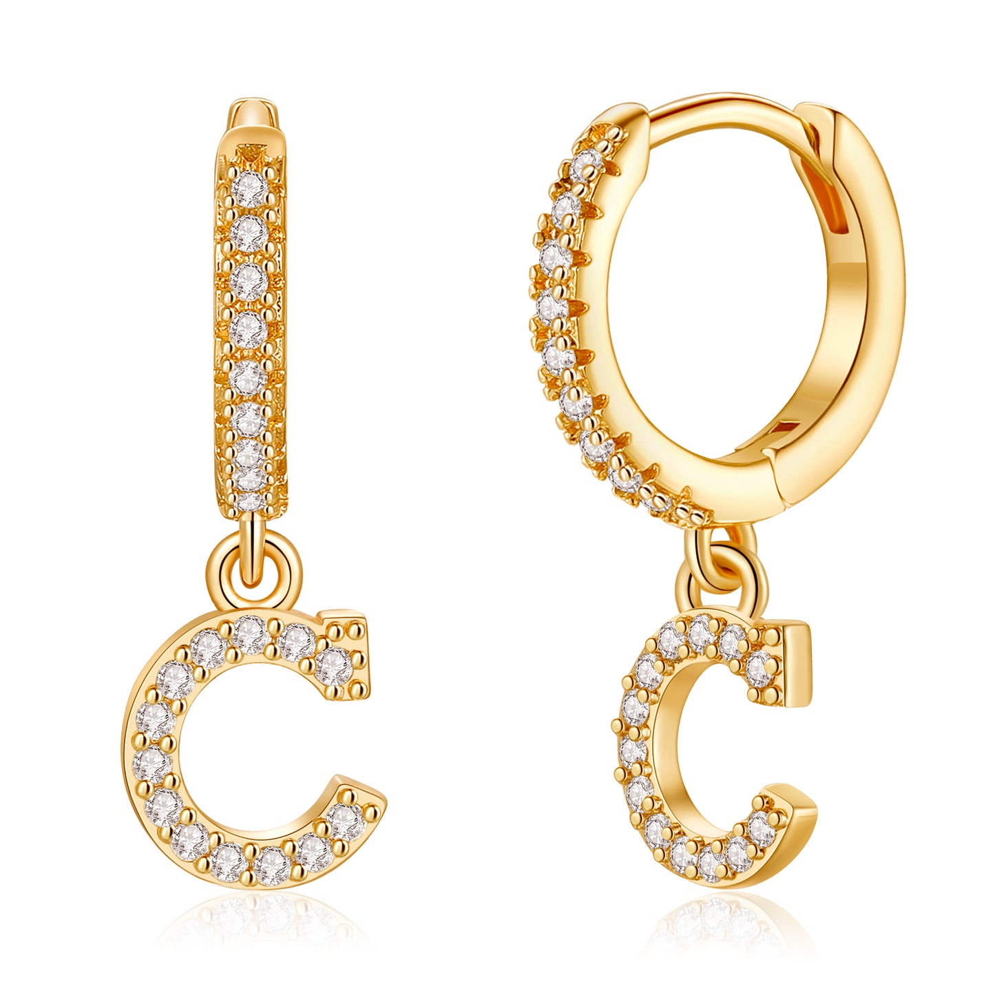 1 Pair Elegant Classic Style Letter Plating Inlay Copper Zircon 14k Gold Plated Drop Earrings