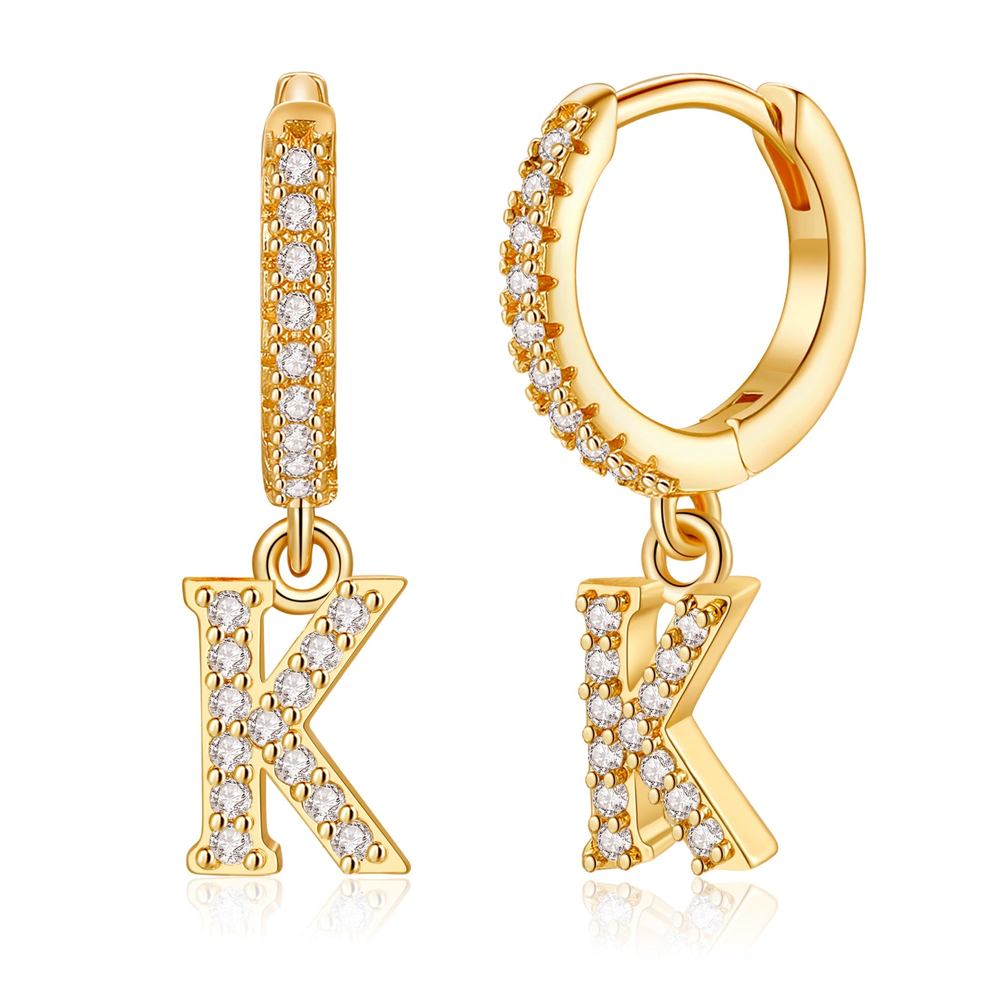 1 Pair Elegant Classic Style Letter Plating Inlay Copper Zircon 14k Gold Plated Drop Earrings