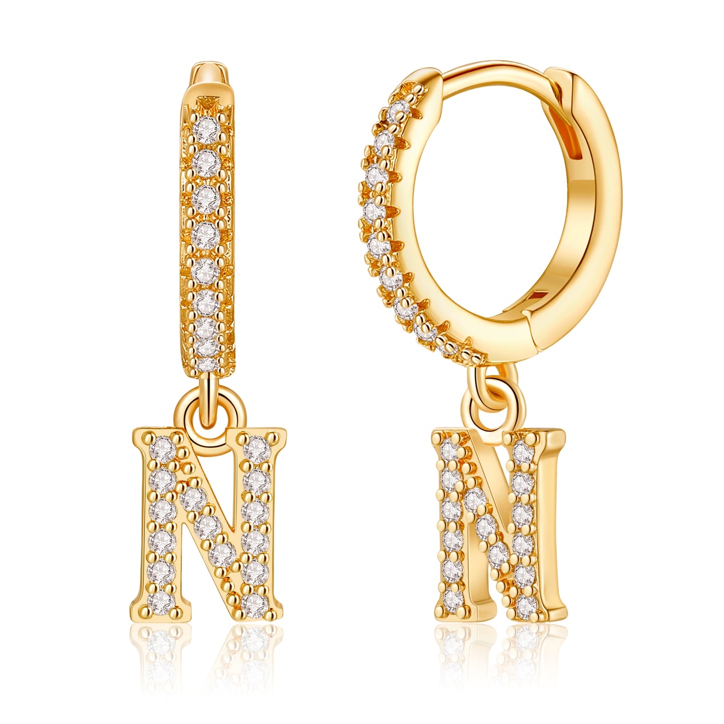 1 Pair Elegant Classic Style Letter Plating Inlay Copper Zircon 14k Gold Plated Drop Earrings