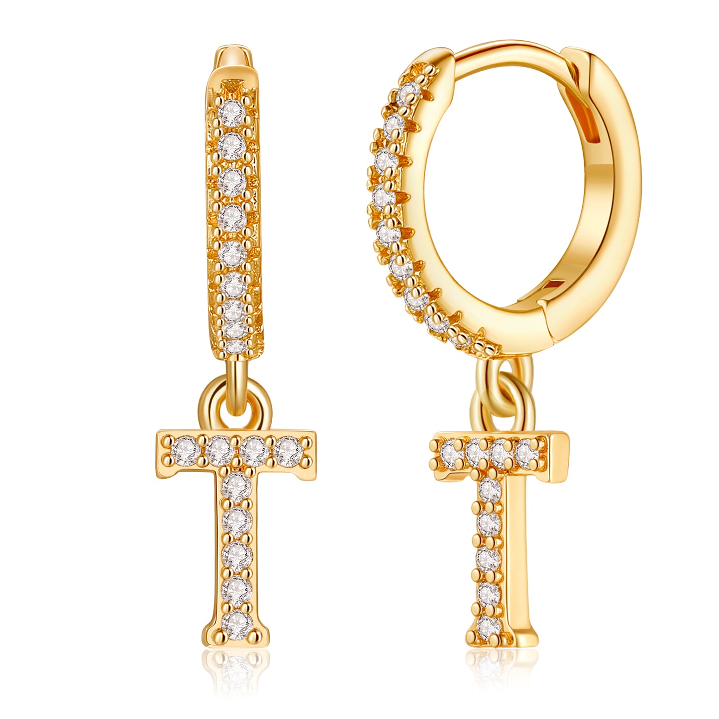 1 Pair Elegant Classic Style Letter Plating Inlay Copper Zircon 14k Gold Plated Drop Earrings