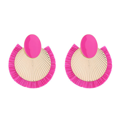 1 Pair Vacation Simple Style Solid Color Braid Inlay Alloy Gold Plated Ear Studs