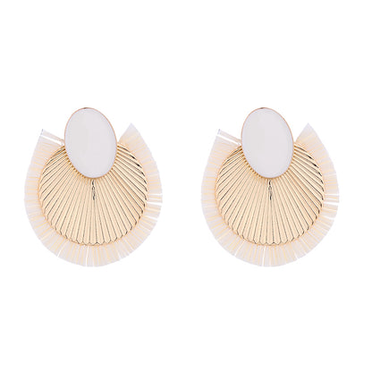 1 Pair Vacation Simple Style Solid Color Braid Inlay Alloy Gold Plated Ear Studs