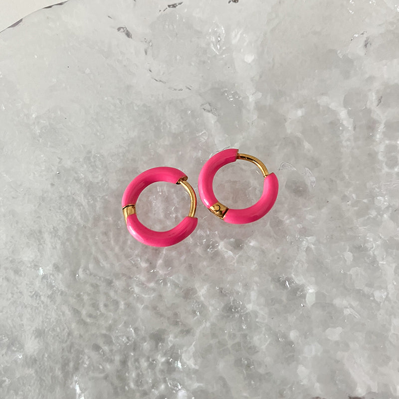 1 Pair Lady Sweet Streetwear Circle Polishing Enamel Plating Stainless Steel Gold Plated Earrings