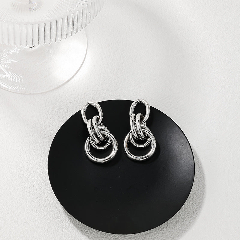 1 Piece Elegant Commute Double Ring Circle Alloy Drop Earrings