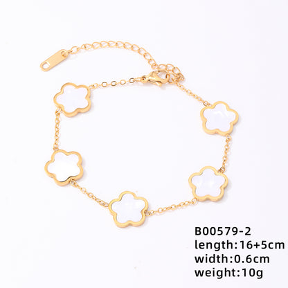 Simple Style Classic Style Flower Stainless Steel Titanium Steel Plating Bracelets