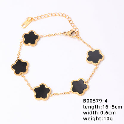 Simple Style Classic Style Flower Stainless Steel Titanium Steel Plating Bracelets