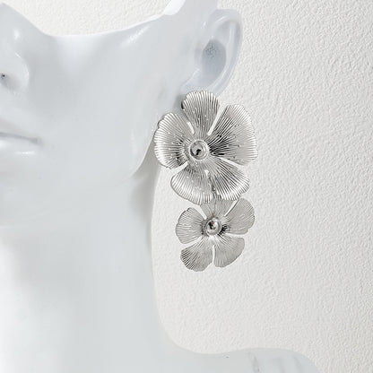 1 Piece Ig Style Nordic Style Exaggerated Flower Plating Alloy Drop Earrings