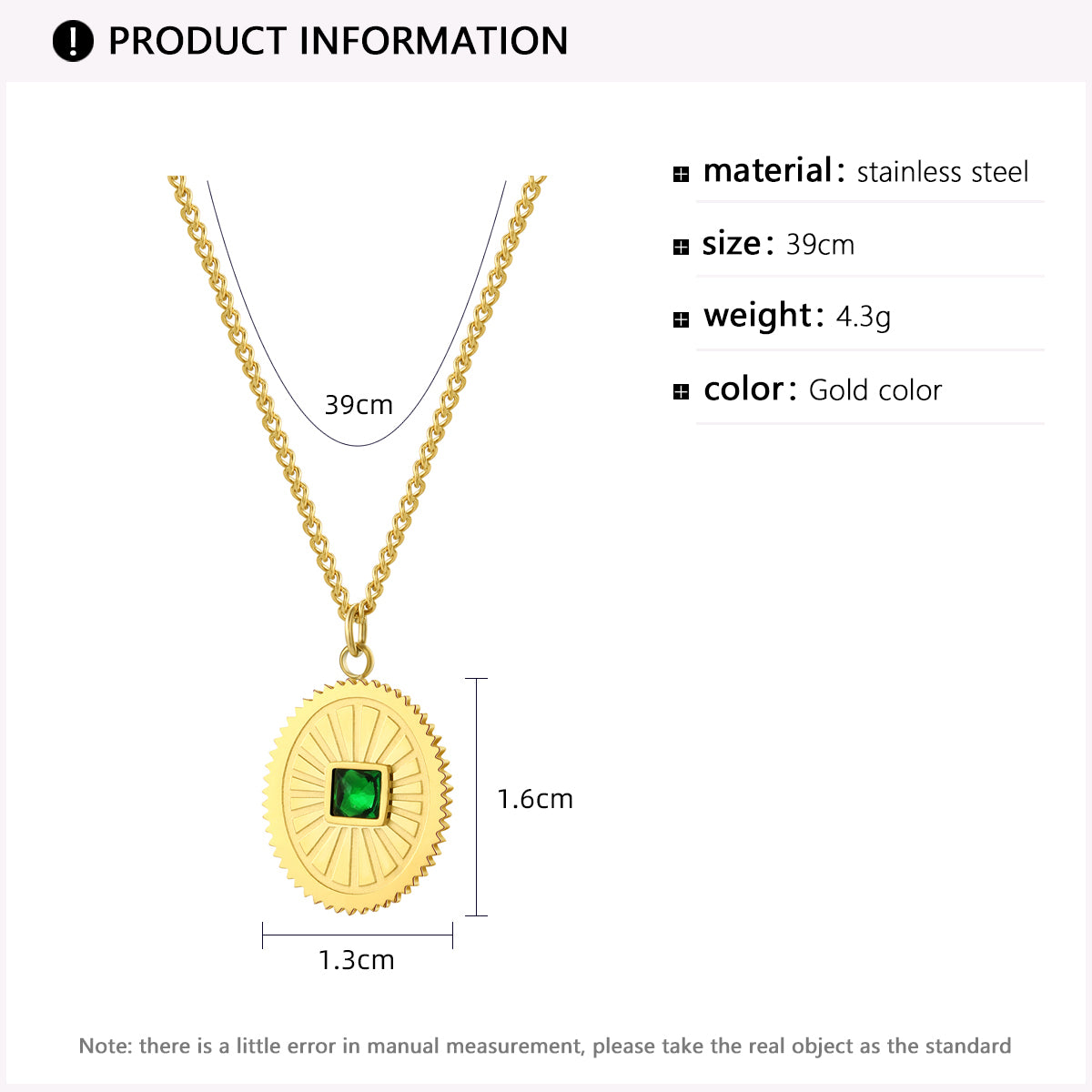 Fashion Heart Shape Stainless Steel Gold Plated Zircon Pendant Necklace