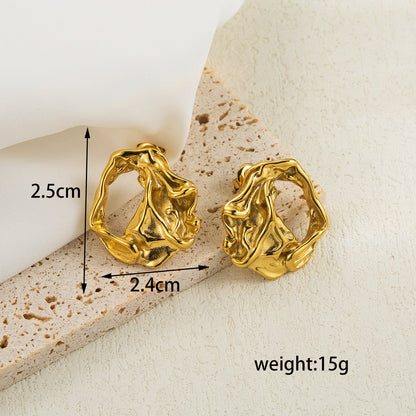 1 Pair Casual Basic Waves Plating Hollow Out Stainless Steel 14k Gold Plated Ear Studs