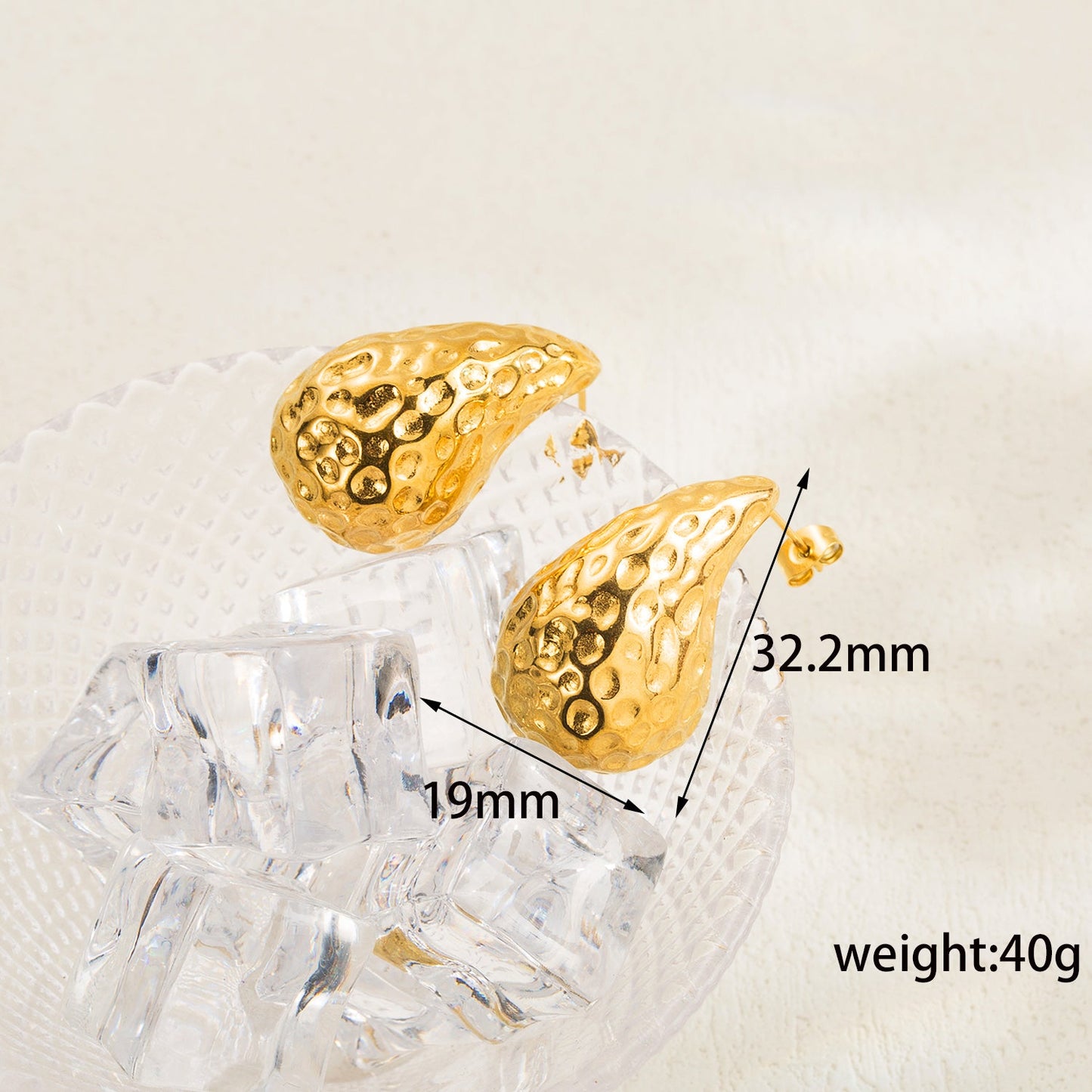 1 Pair Vintage Style C Shape Water Droplets Heart Shape Plating Inlay Stainless Steel Zircon 18k Gold Plated Ear Studs