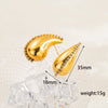 1 Pair Vintage Style C Shape Water Droplets Heart Shape Plating Inlay Stainless Steel Zircon 18k Gold Plated Ear Studs