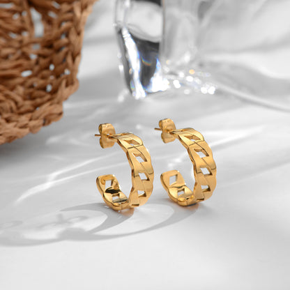 1 Pair Romantic Commute C Shape Solid Color Plating Hollow Out Titanium Steel 18k Gold Plated Ear Studs