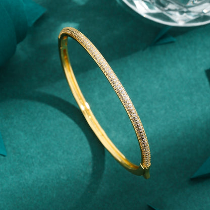 Elegant Luxurious Round Copper 18k Gold Plated Zircon Bangle In Bulk