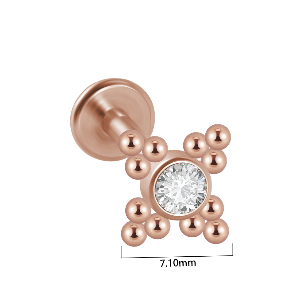 Casual Simple Style Shiny Geometric Stainless Steel Plating Inlay Artificial Gemstones Lip Stud