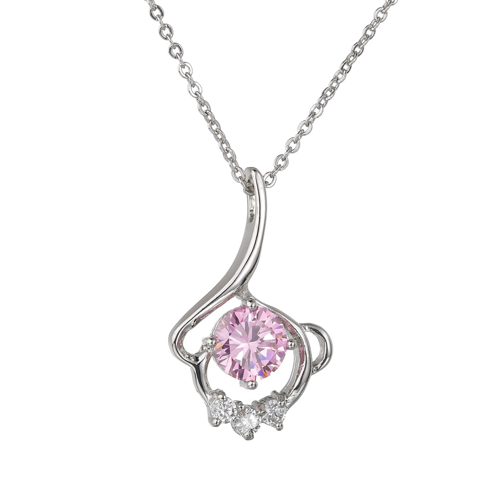 Casual Petal Copper Plating Inlay Artificial Crystal Zircon White Gold Plated Pendant Necklace