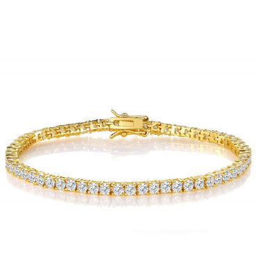 Copper 18K Gold Plated Glam Wedding Romantic Solid Color Chain Inlay Zircon Tennis Bracelet