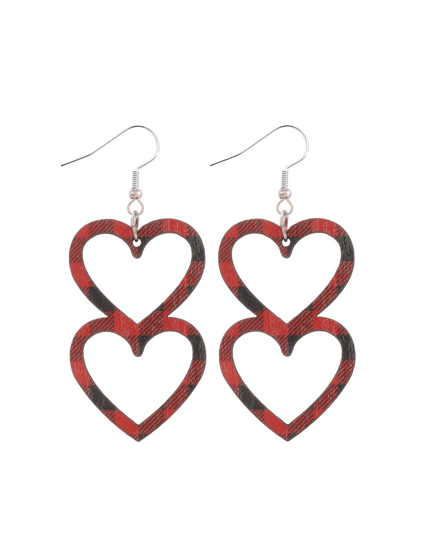 1 Pair Simple Style Heart Shape Hollow Out Wood Drop Earrings