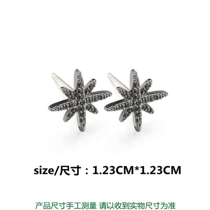 1 Pair Simple Style Star Plating Inlay Copper Zircon White Gold Plated Ear Studs