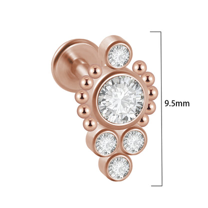 Casual Simple Style Shiny Geometric Stainless Steel Plating Inlay Artificial Gemstones Lip Stud