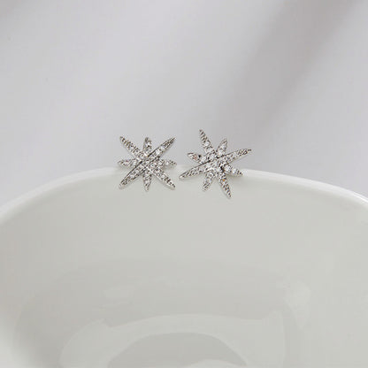 1 Pair Simple Style Star Plating Inlay Copper Zircon White Gold Plated Ear Studs